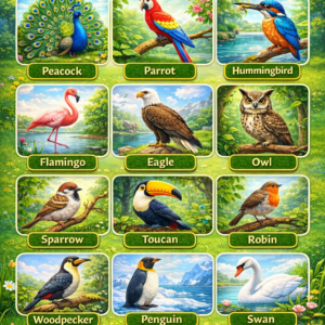 Educational Chart of Birds (English)